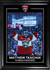 Matthew Tkachuk Florida Panthers Signed 2024 Stanley Cup Champions 16x20 Raising Cup Photograph Framed