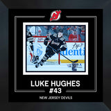 Luke Hughes New Jersey Devils Signed 8x10 NHL Debut Photograph Framed