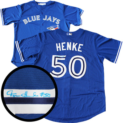 Tom Henke Signed Toronto Blue Jays Blue Replica Majestic Jersey