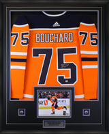 Evan Bouchard Edmonton Oilers Signed Orange Adidas Authentic Jersey Framed