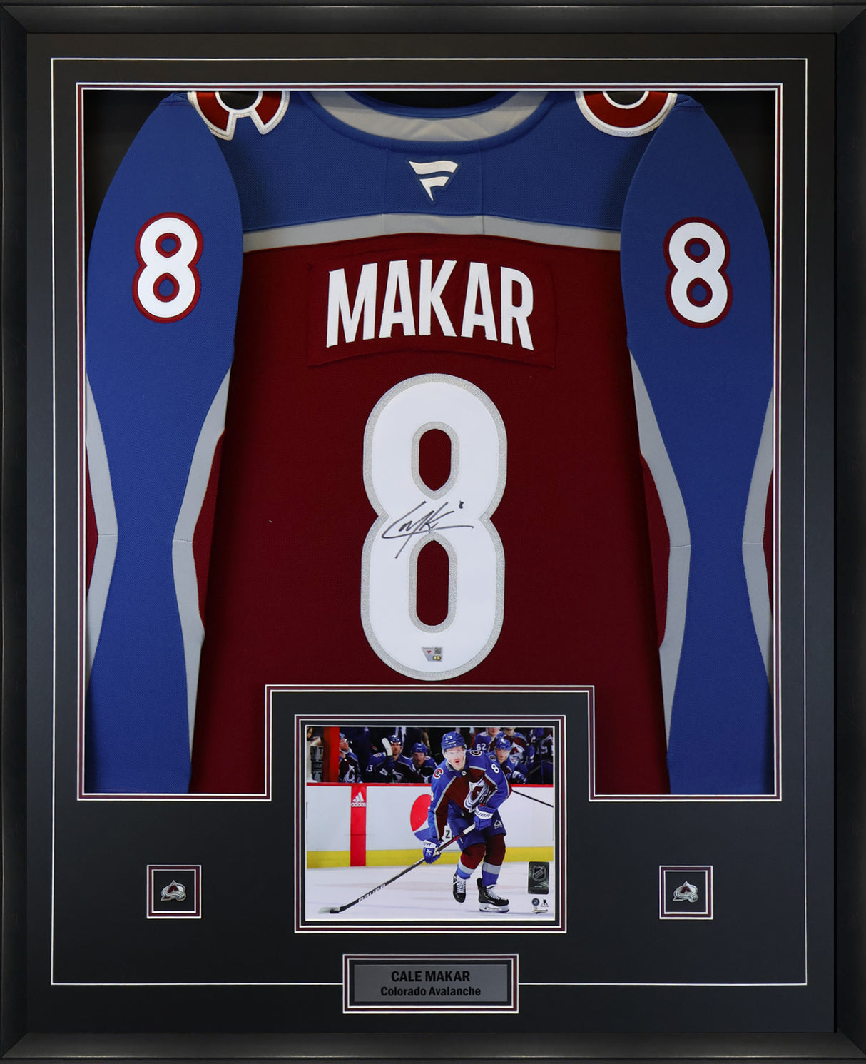 Makar,C Signed Framed Colorado Avalanche Burgundy Fanatics Premium Jersey Framed