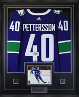 Elias Pettersson Vancouver Canucks Signed Blue Adidas Authentic Jersey Framed