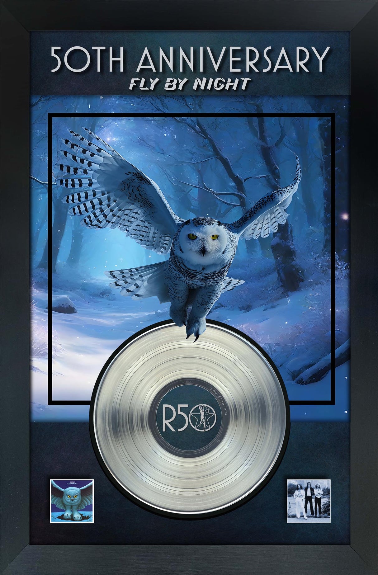 RUSH Fly By Night 50th Anniversary Frame with Platinum LP
