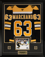 Brad Marchand Signed Boston Bruins Framed 32x42 Home Fanatics Premium Jersey