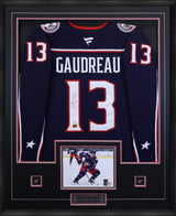 Johnny Gaudreau Signed Jersey Framed Blue Columbus Blue Jackets Fanatics Premium