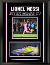 Lionel Messi Signed Adidas F50 X Boot in a PhotoGlass Frame Inter Miami CF