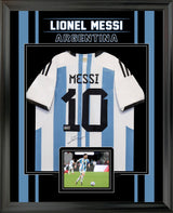 Lionel Messi Signed & Framed Argentina 2022 Home Jersey - 2-Star Edition