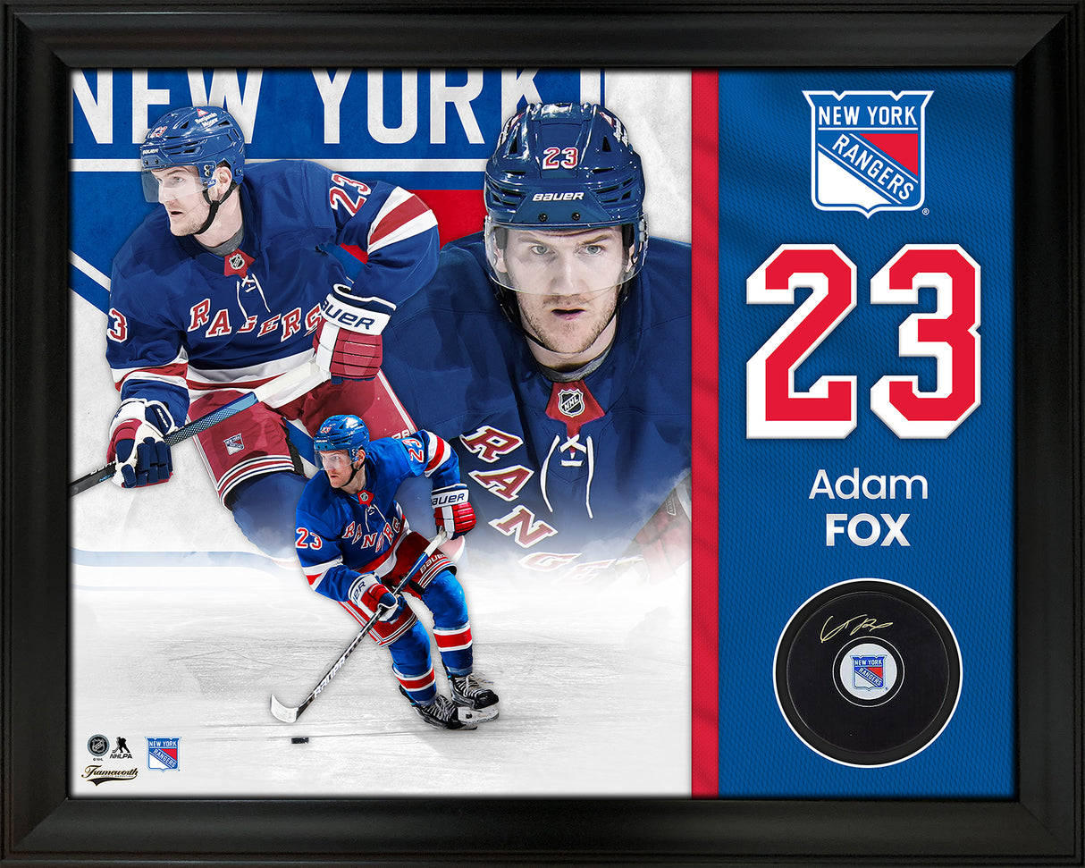Adam Fox New York Rangers Signed Hockey Puck Framed