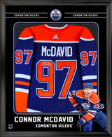 Connor McDavid Signed Jersey Framed PhotoGlass Edmonton Oilers Blue Adidas