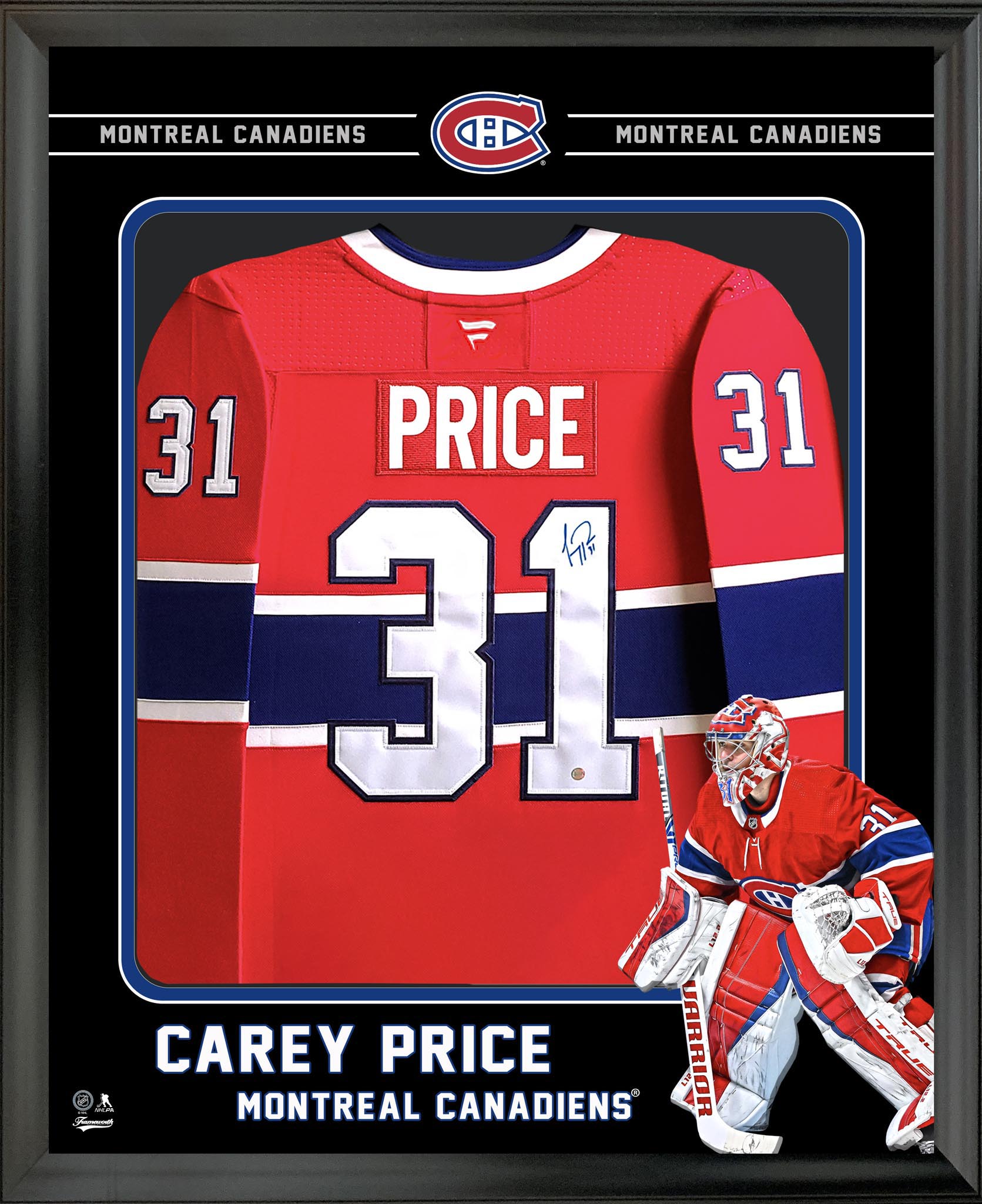 Carey Price Signed Jersey Framed PhotoGlass Montreal Canadiens Red