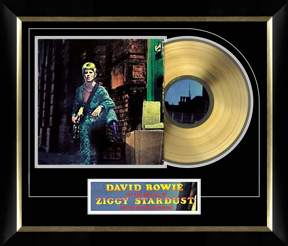 David Bowie Stardust Reg Music Cover Framed with Gold Vinyl