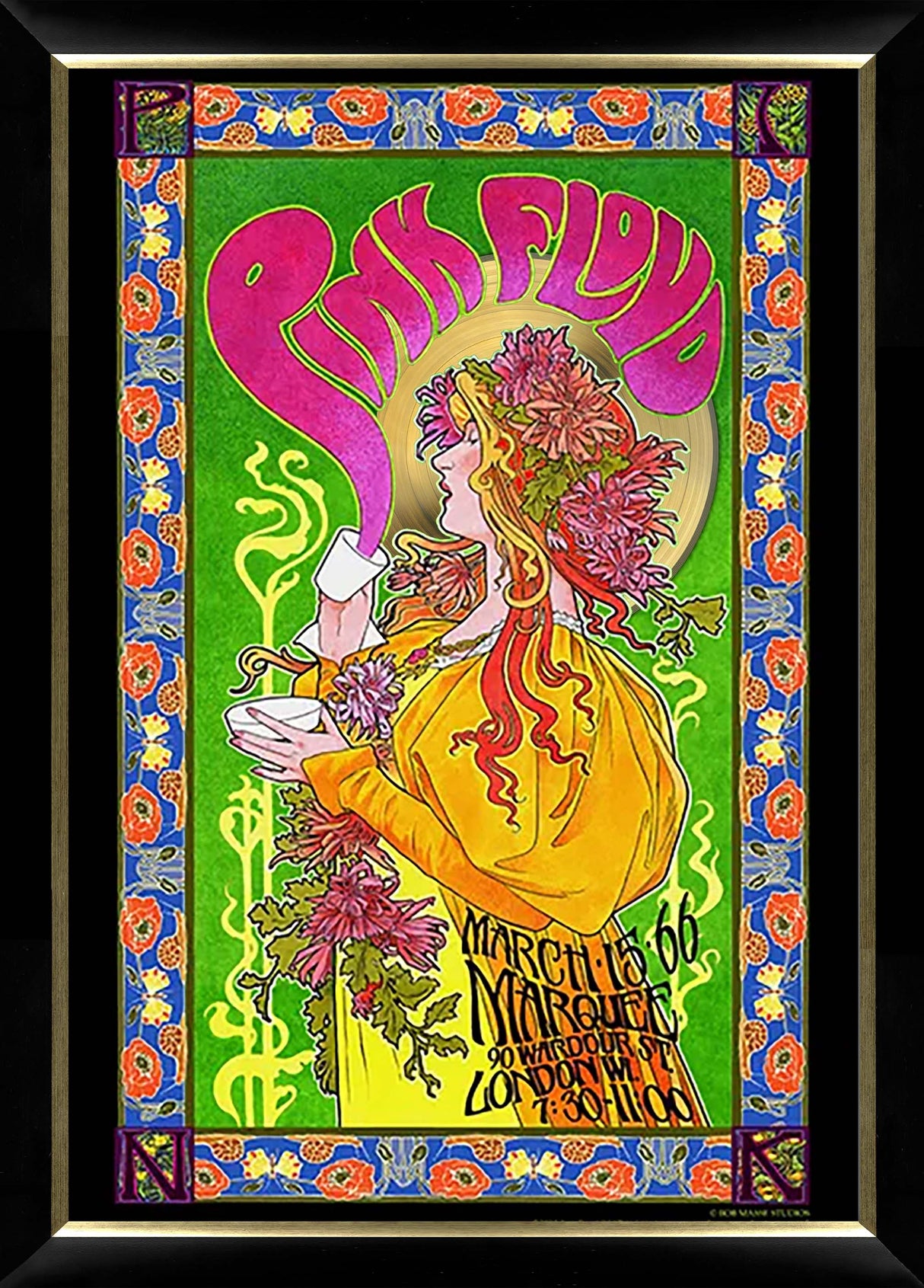 Pink Floyd Masse Framed Poster with Gold Vinyl