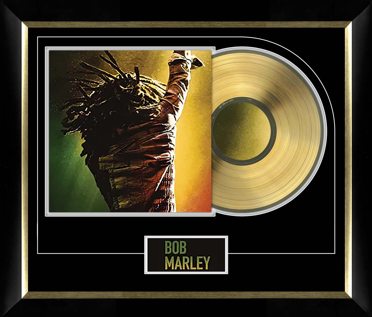 Bob Marley One Love Music Cover Framed with Gold Vinyl