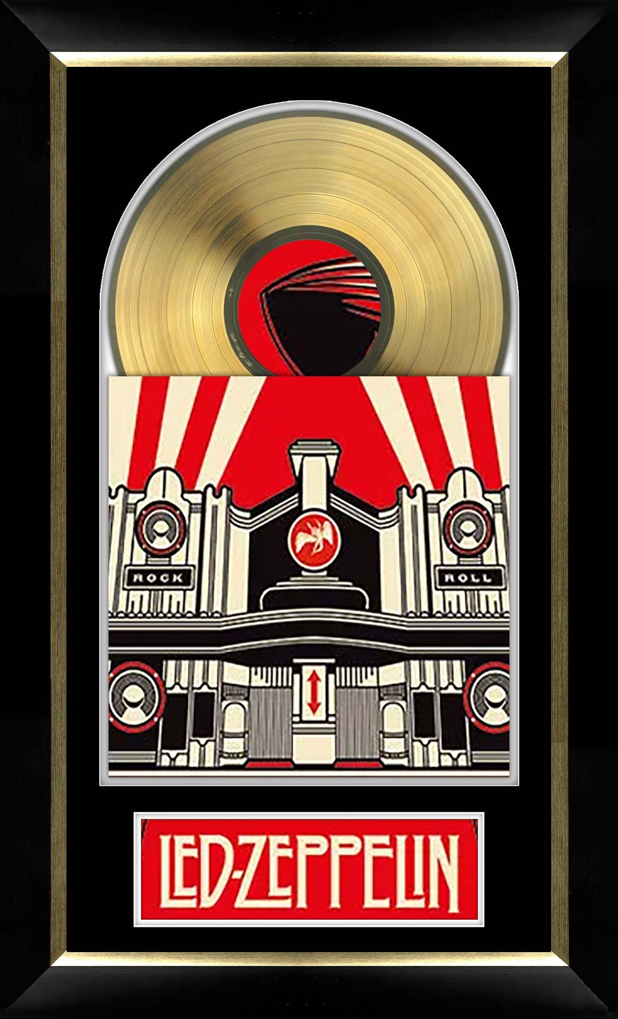 Led Zeppelin Mothership Music Cover Framed with Gold Vinyl