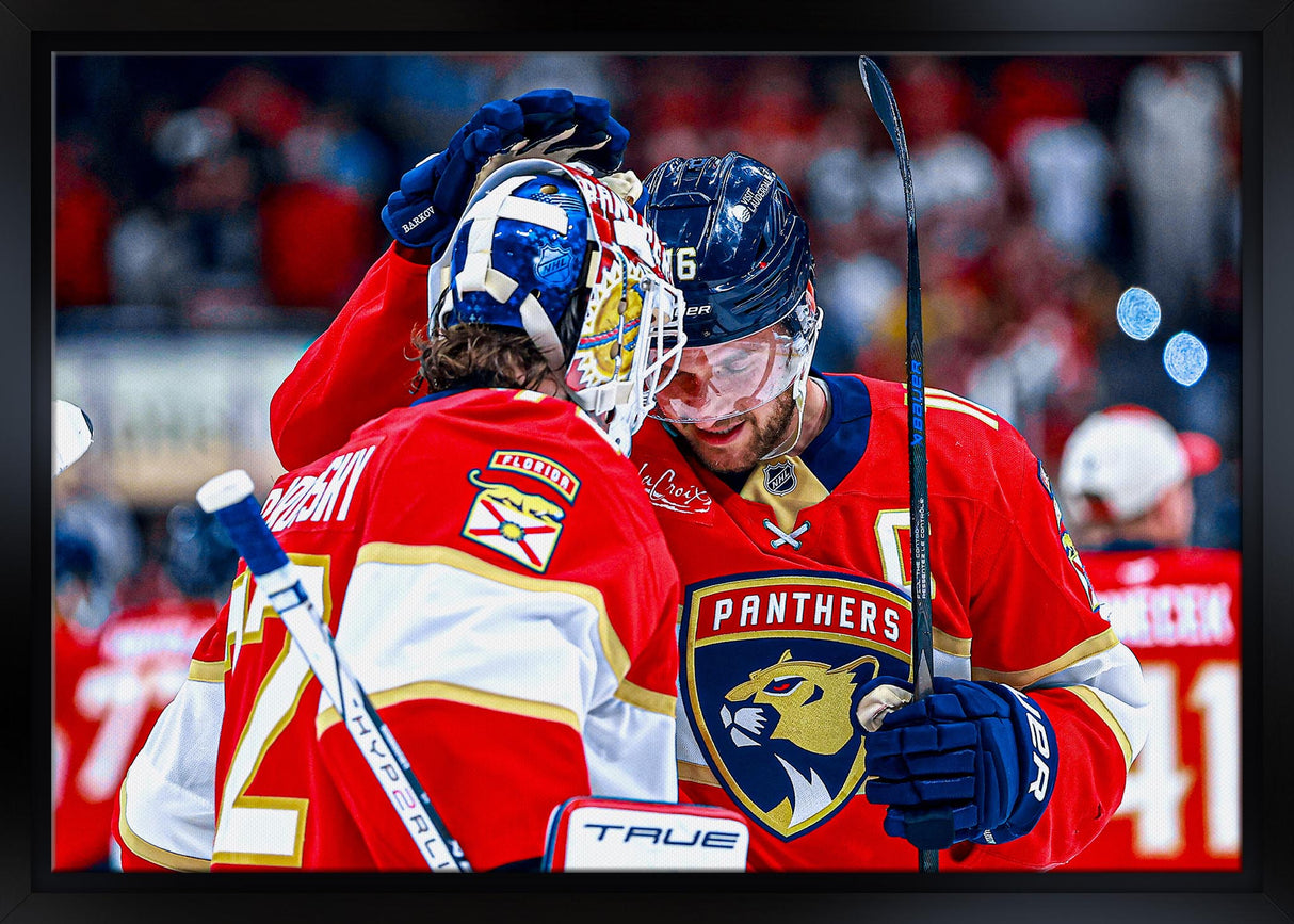 Alexander Barkov & Sergei Bobrovsky 20x29 Framed Canvas Panthers 2025 Playoffs