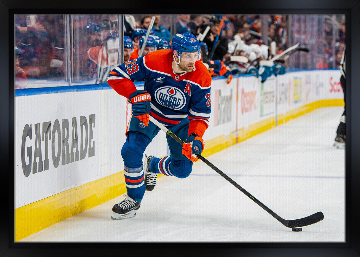 Leon Draisaitl 20x29 Framed Canvas Oilers 2025 Playoffs