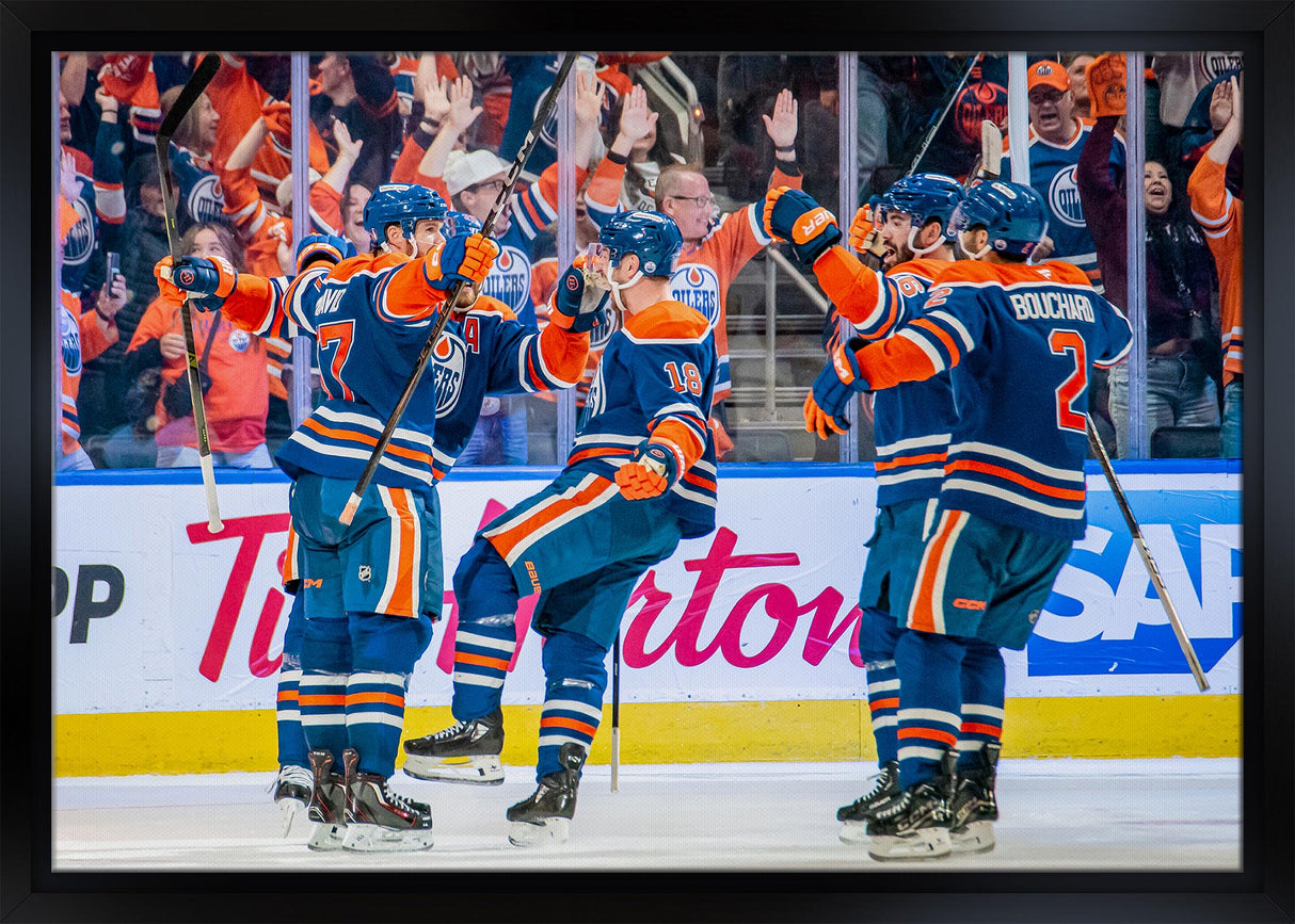 2025 Oilers Celebration 20x29 Framed Canvas 2025 Playoffs
