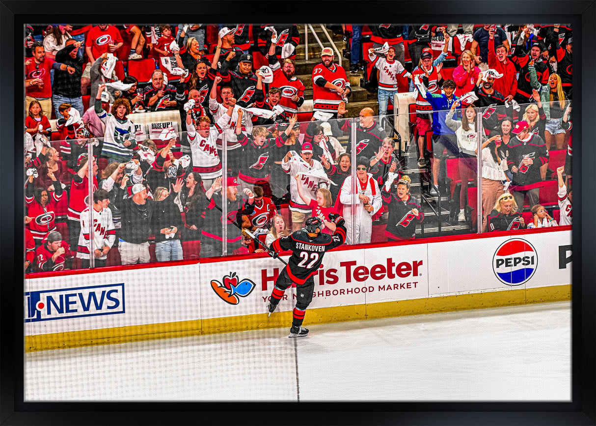 Logan Stankoven 20x29 Framed Canvas Hurricanes 2025 Playoffs