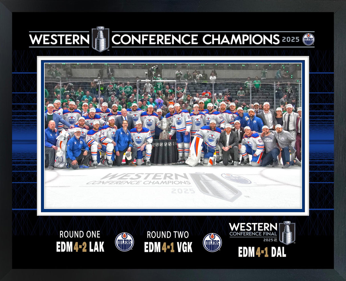 Edmonton Oilers Framed 16x20 PhotoGlass 2025 Conference Champions
