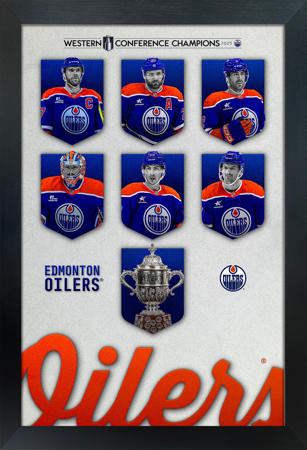 Edmonton Oilers Framed 16x20 PhotoGlass 2025 Conference Champions Player Banners