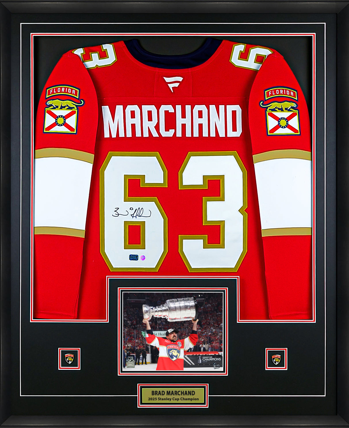 Brad Marchand Signed Jersey Framed Florida Panthers Red Fanatics Premium