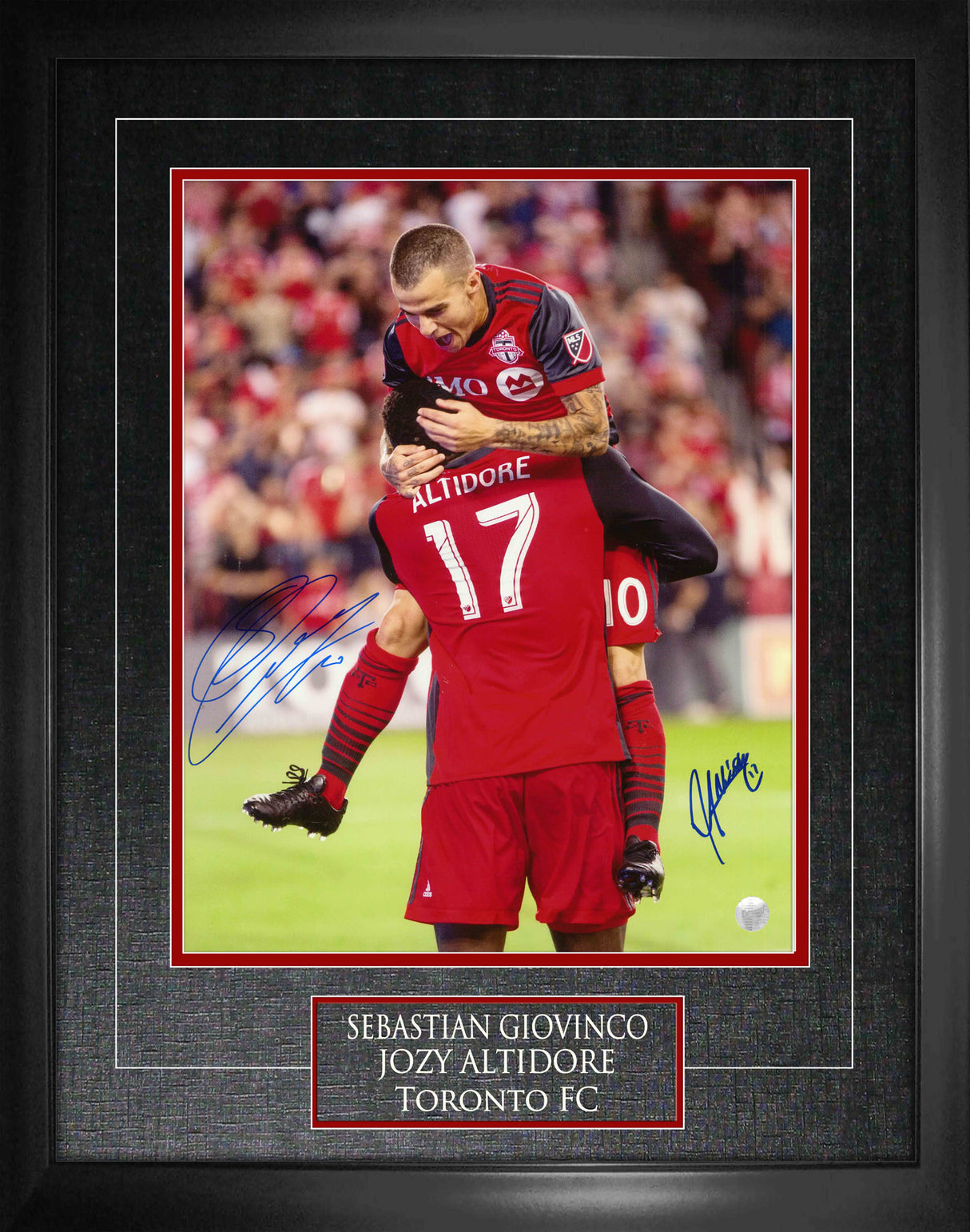 Sebastian Giovinco and Altidore Dual Signed Framed 16x20 Goal Celebration Photo - Frameworth Sports Canada 