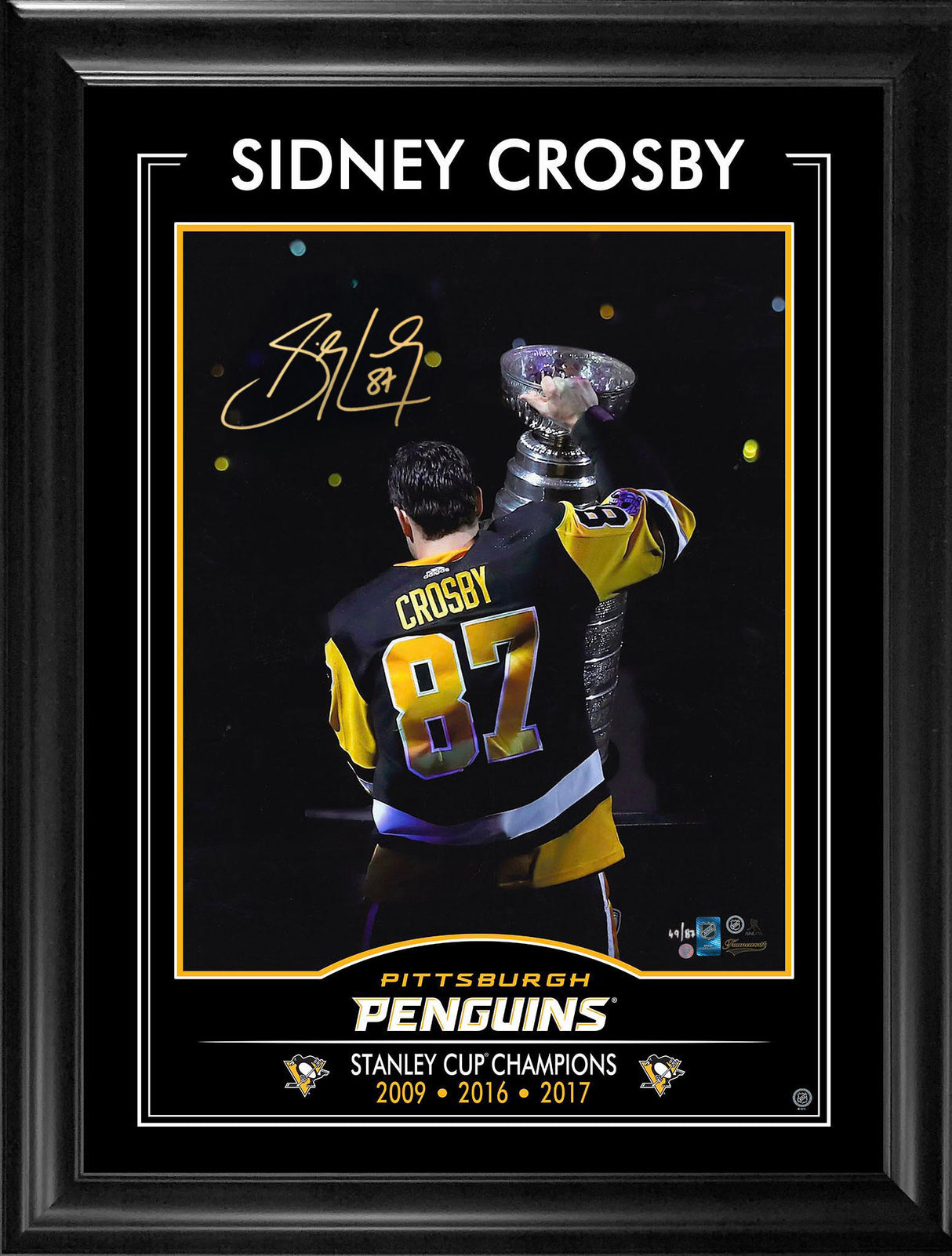 Sidney Crosby Signed 16x20 Framed PhotoGlass Stanley Cup (Limited Edition of 87)