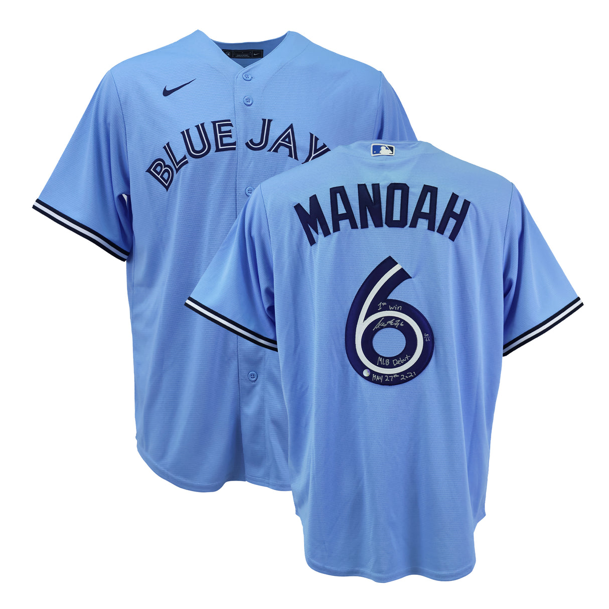 Alek Manoah Signed Toronto Blue Jays Replica Nike Jersey Inscribed with "1st Win", "MLB Debut", and "May 27th 2021" (Limited Edition of 66)