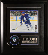 Tie Domi Signed Puck Framed 17x19.5" Toronto Maple Leafs