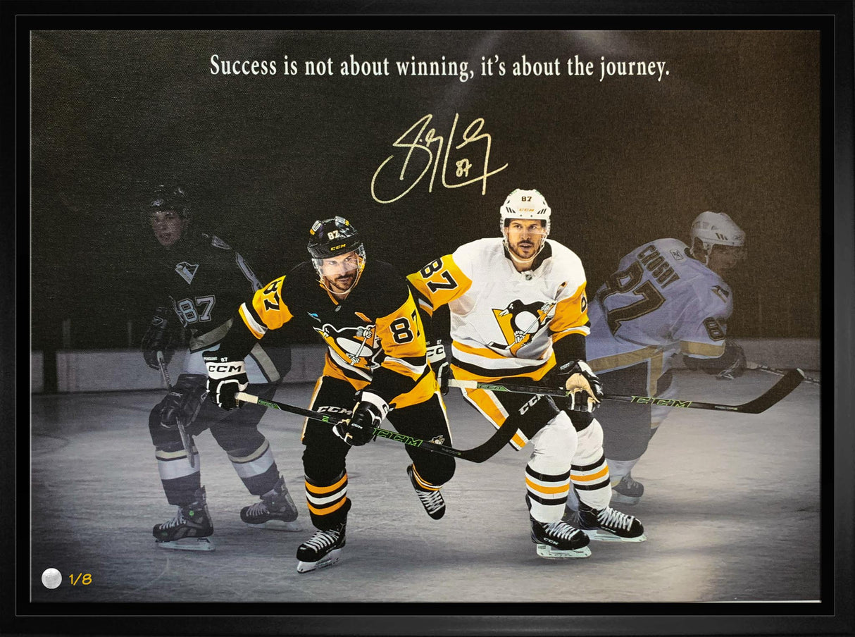 Sidney Crosby Signed 20x29 Canvas Framed Pittsburgh Penguins Collage Quote Edition (Limited Edition of 8)