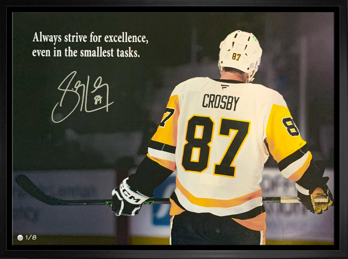 Sidney Crosby Signed 20x29 Canvas Framed Pittsburgh Penguins Behind (Limited Edition of 8)
