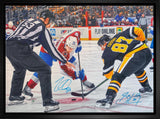 Sidney Crosby and Nathan MacKinnon Dual-Signed Framed 20x29 Penguins vs Avalanche Face-Off Canvas