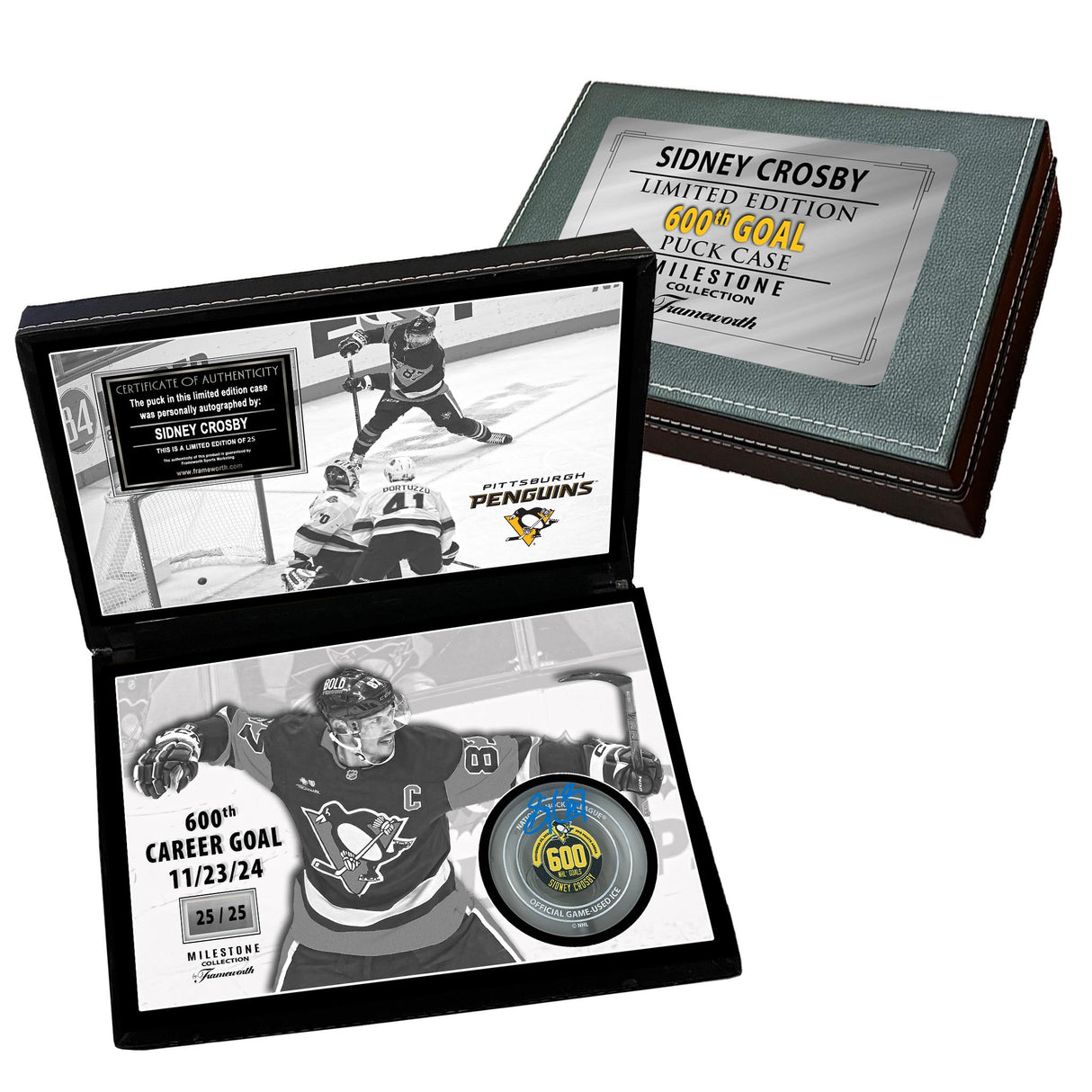 Sidney Crosby Signed 600th Goal Game Used Ice Acrylic Puck in Deluxe Case Pittsburgh Penguins (Limited Edition of 25)