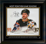 Sidney Crosby Signed 16x20 Photo Framed Photoglass Pittsburgh Penguins Most Point Per-Game Seasons (Limited Edition of 8)