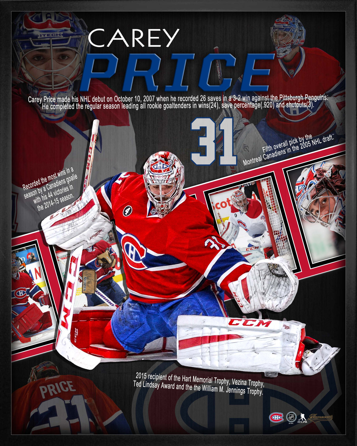 Carey Price Montreal Canadiens Framed 16x20 Career Collage