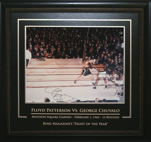 George Chuvalo Signed Framed 16x20 Boxing vs Patterson Photo LE - Frameworth Sports Canada 