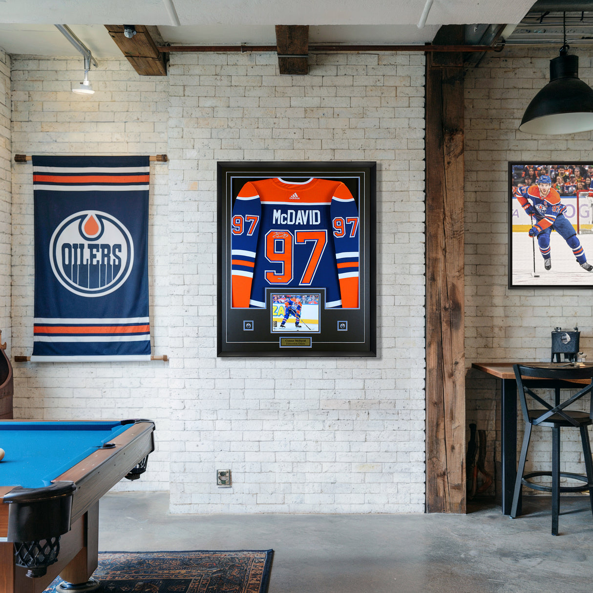 Connor McDavid Signed Framed Jersey Oilers Adidas Blue - AUCTION