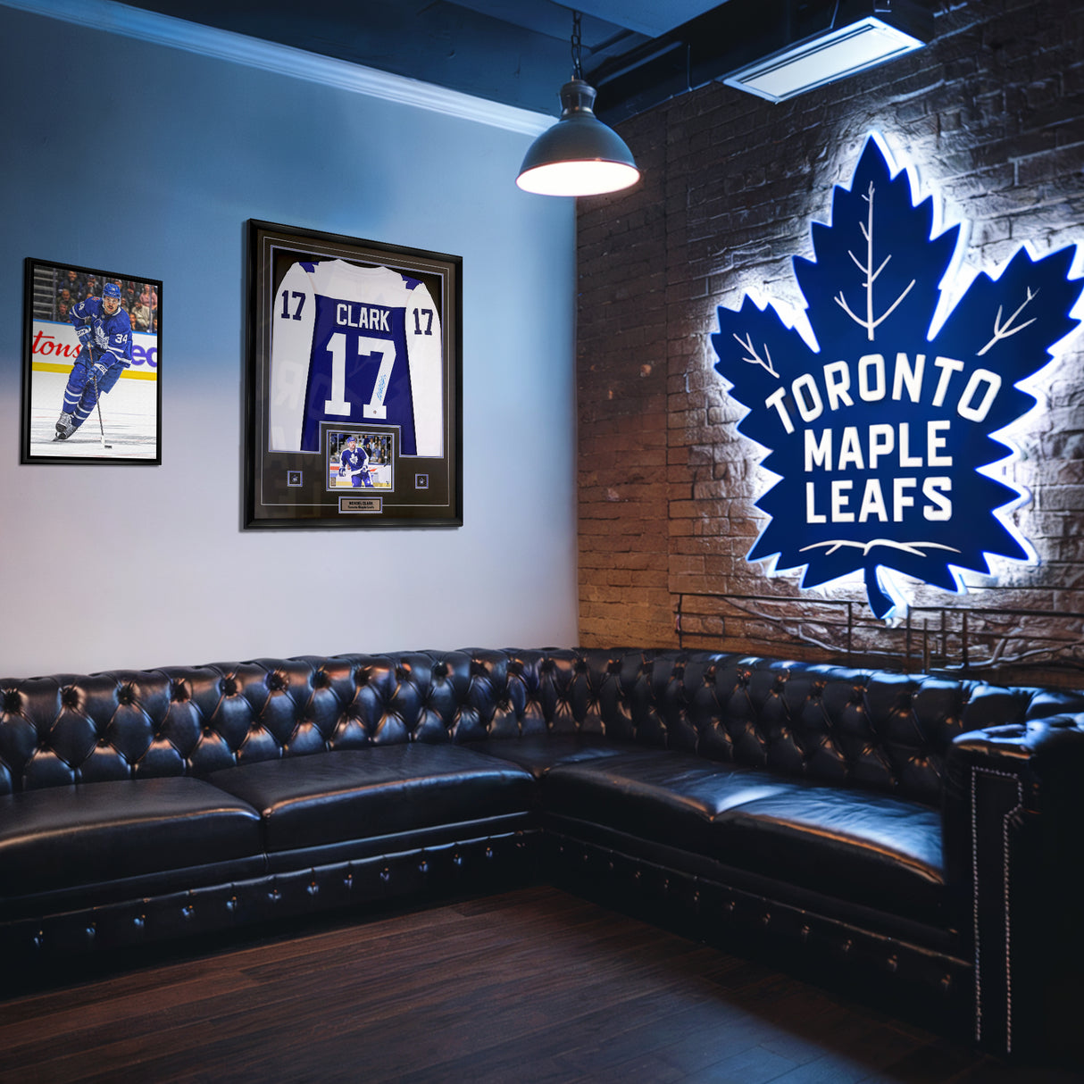 Wendel Clark Signed Framed Jersey Maple Leafs Replica Fanatics Blue