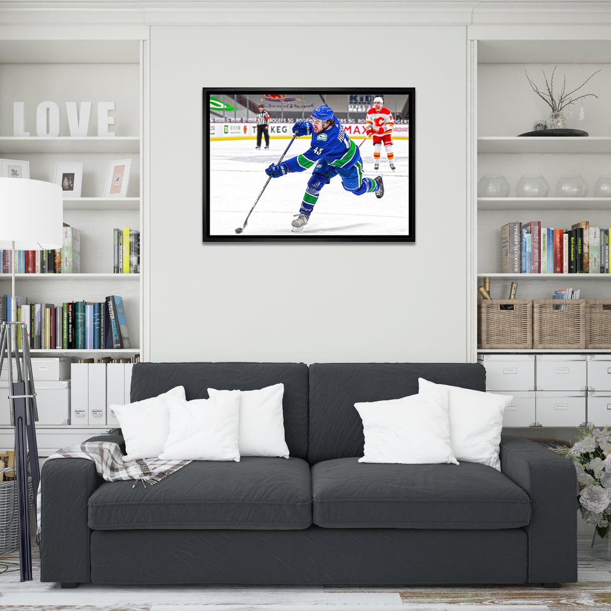 Quinn Hughes Vancouver Canucks Framed 20x29 Shooting Canvas