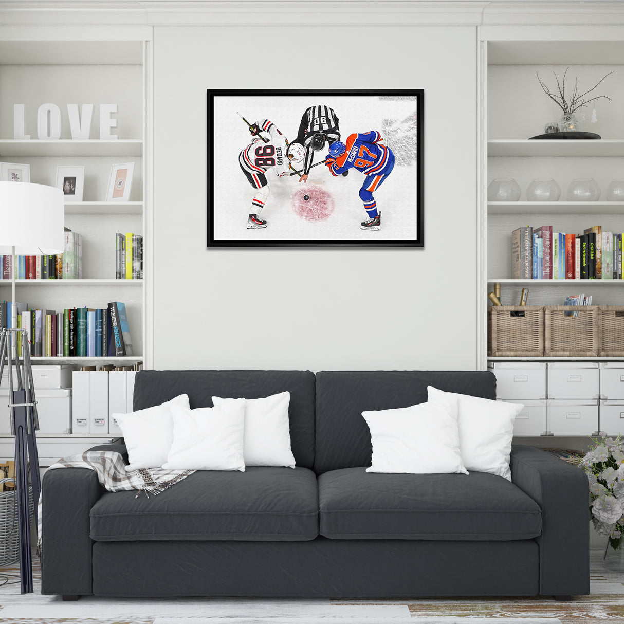 Connor Bedard and Connor McDavid 20x29 Framed Canvas Blackhawks