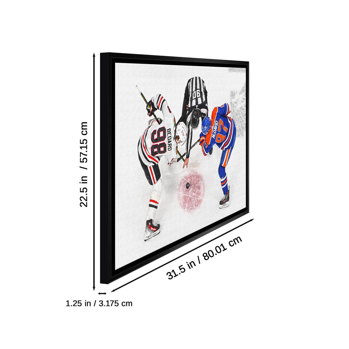 Connor Bedard and Connor McDavid 20x29 Framed Canvas Blackhawks