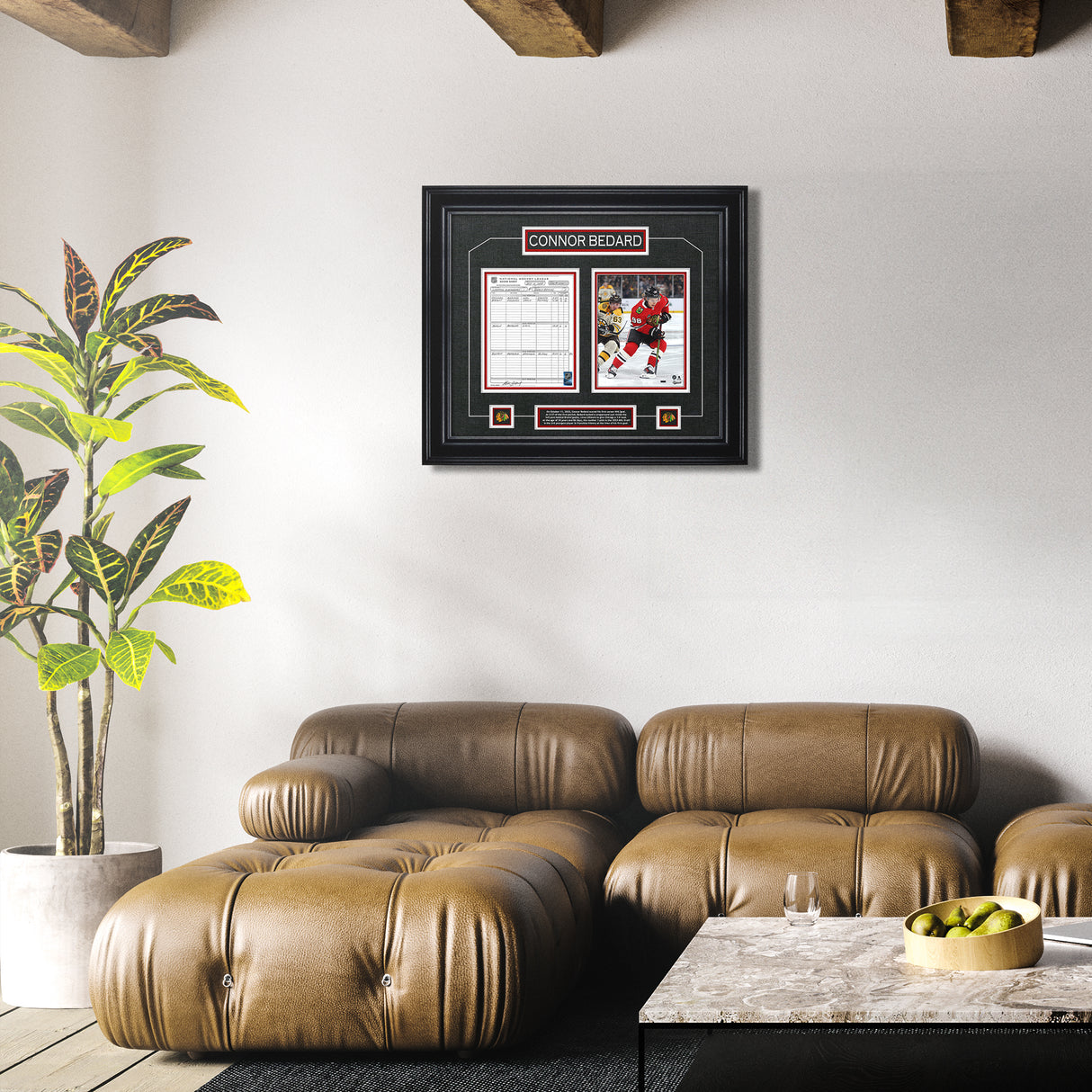 Connor Bedard Framed First Goal Scoresheet Collage