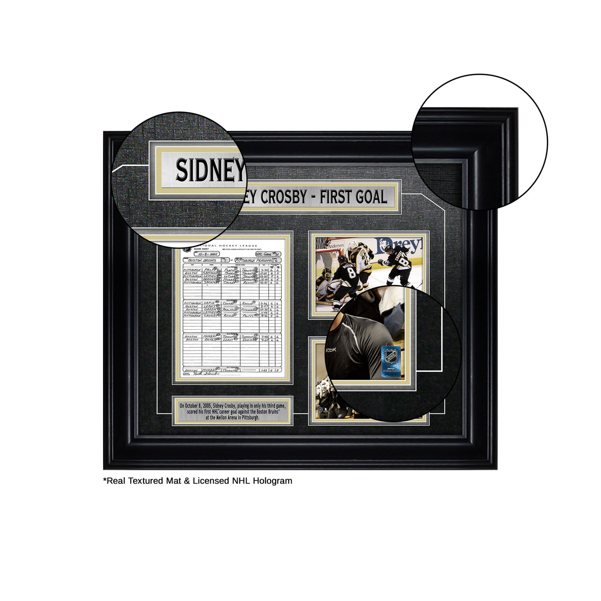 Sidney Crosby Pittsburgh Penguins Framed First Goal Collage with Scoresheet