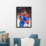 Connor McDavid 20x29 Framed Canvas Oilers With Skinner-V