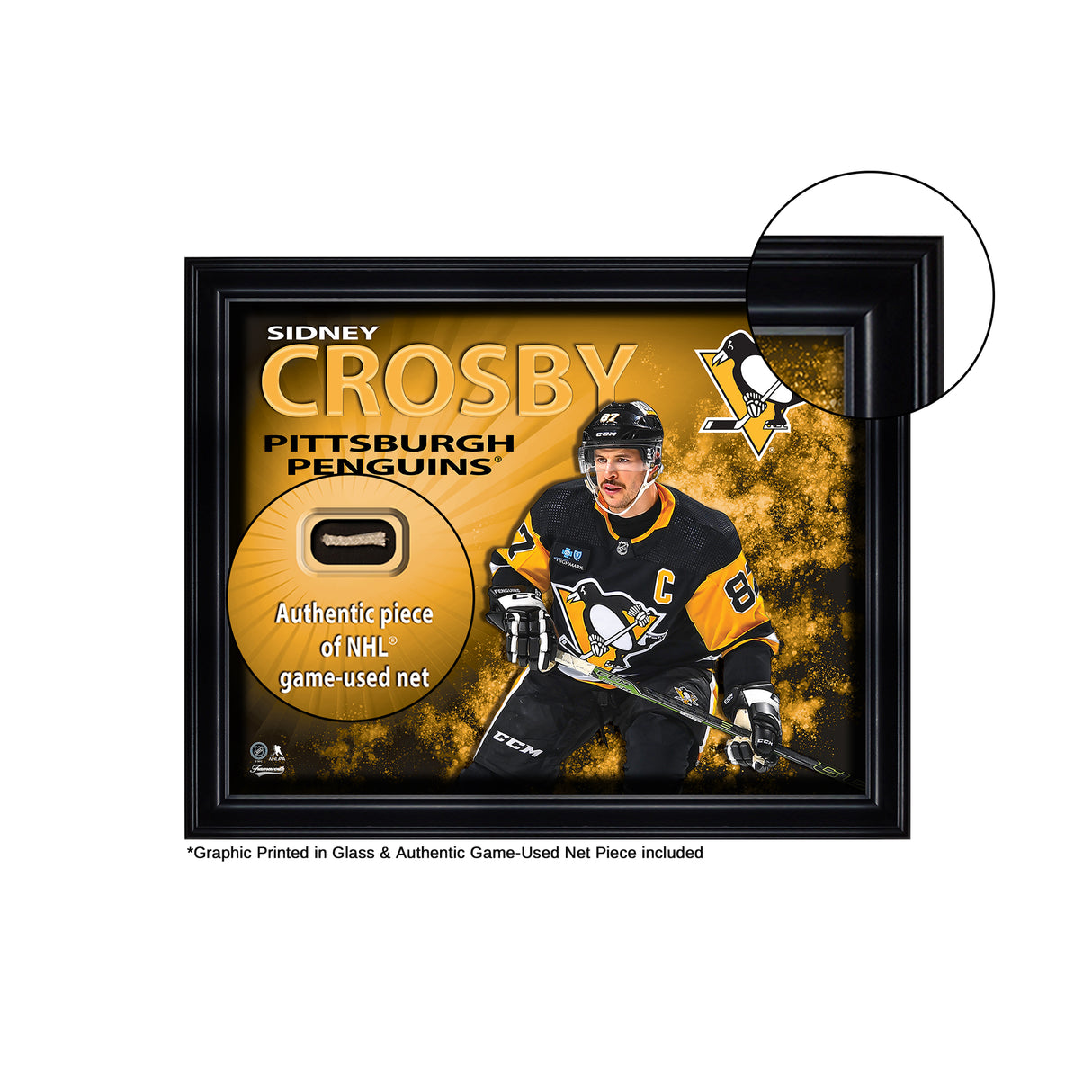 Sidney Crosby 16x20 Photo Frame with Game-Used Net - Pittsburgh Penguins