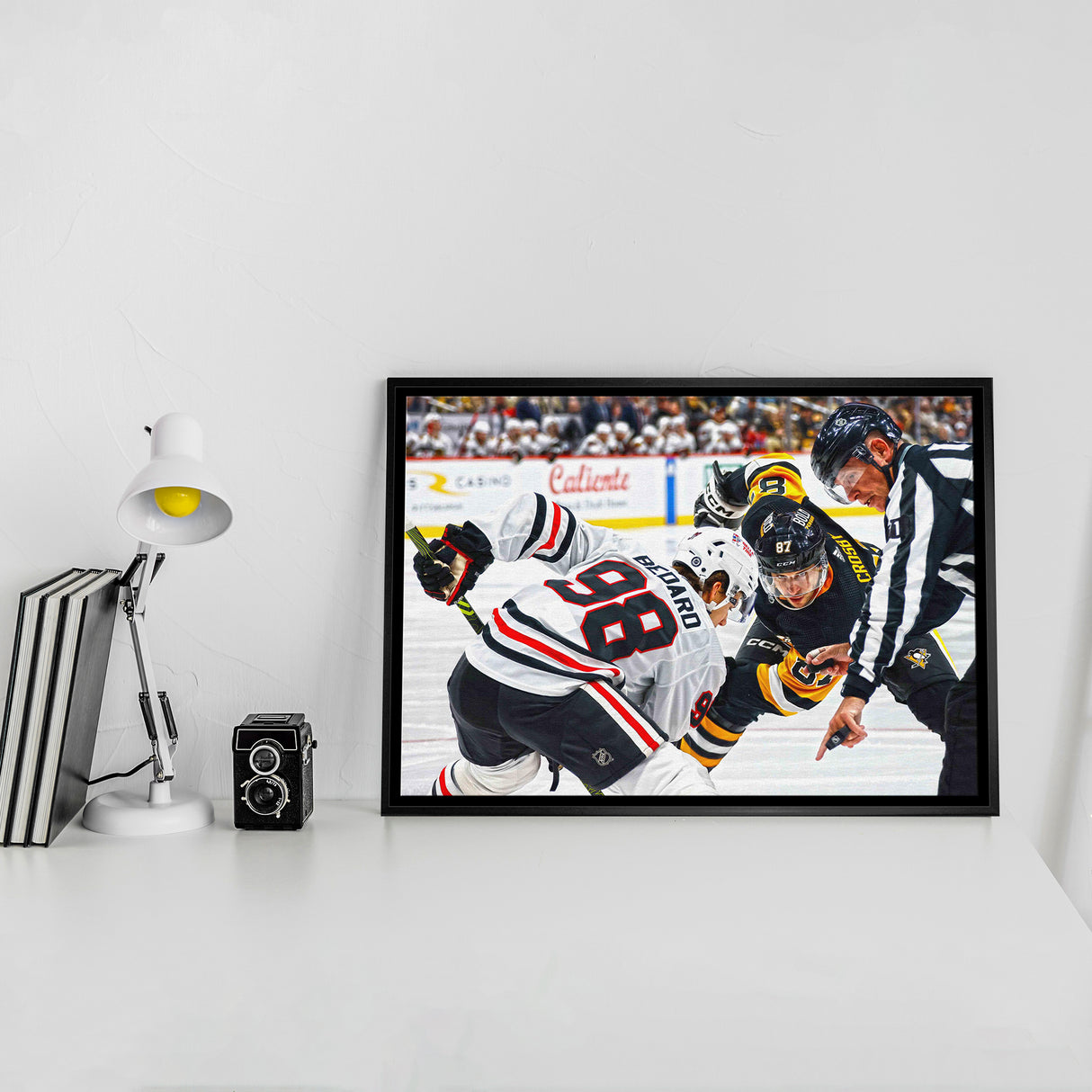 Connor Bedard 20x29 Framed Canvas Blackhawks vs Crosby