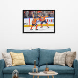 Leon Draisaitl and Connor McDavid 20x29 Framed Canvas Oilers Celebration-H