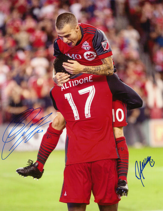 Sebastian Giovinco and Altidore Dual Signed Unframed 11x14 Goal Celebration Photo