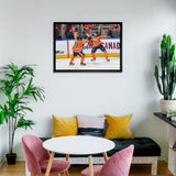 Leon Draisaitl and Connor McDavid 20x29 Framed Canvas Oilers Celebration-H
