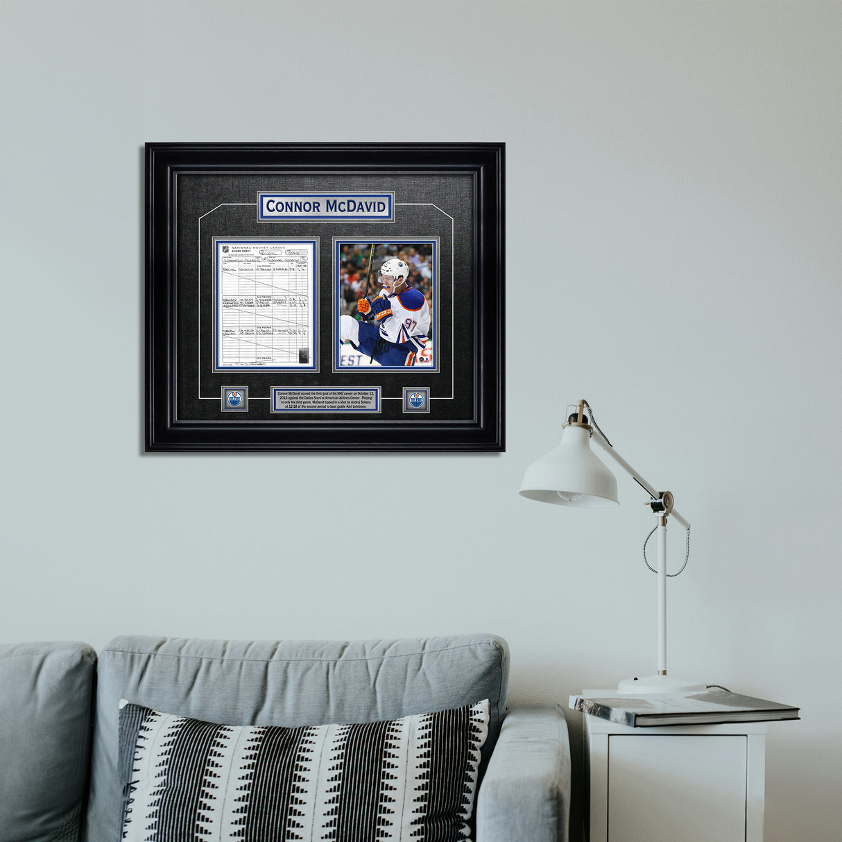 Connor McDavid Edmonton Oilers Framed First Goal Scoresheet Collage